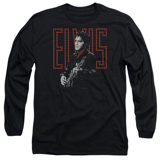 Elvis Presley - Red Guitarman - Long Sleeve Adult 18/1 - Black T-shirt