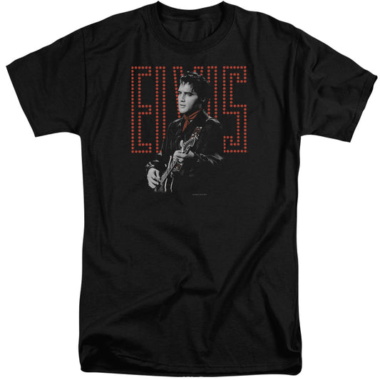 Elvis Presley - Red Guitarman - Short Sleeve Adult Tall - Black T-shirt