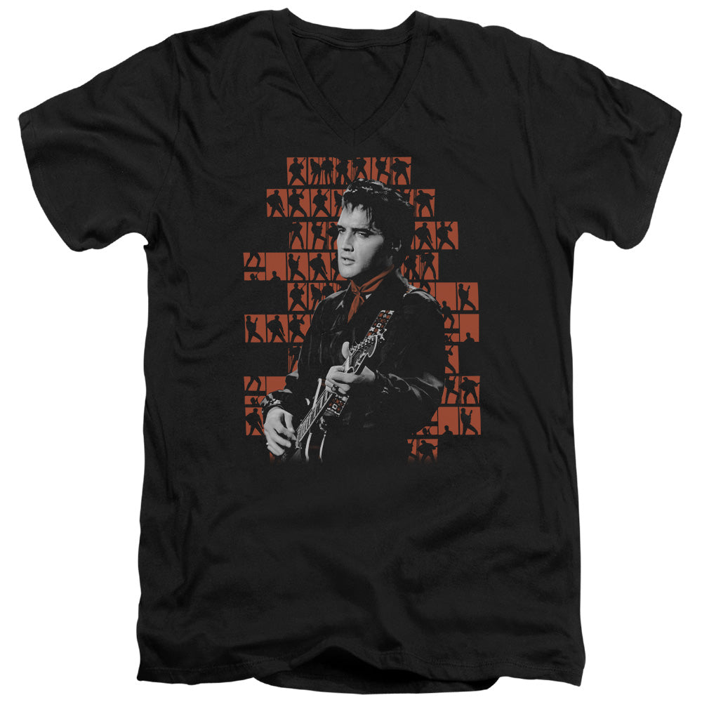 Elvis Presley - 1968 - Short Sleeve Adult V-neck - Black T-shirt