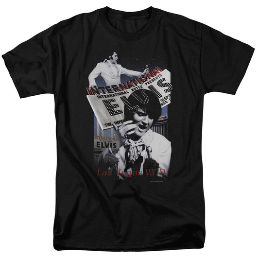 Elvis Presley - International Hotel - Short Sleeve Adult 18/1 - Black T-shirt