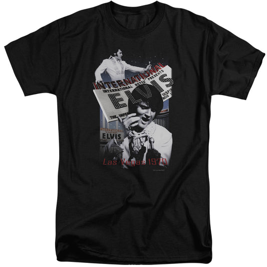 Elvis Presley - International Hotel - Short Sleeve Adult Tall - Black T-shirt