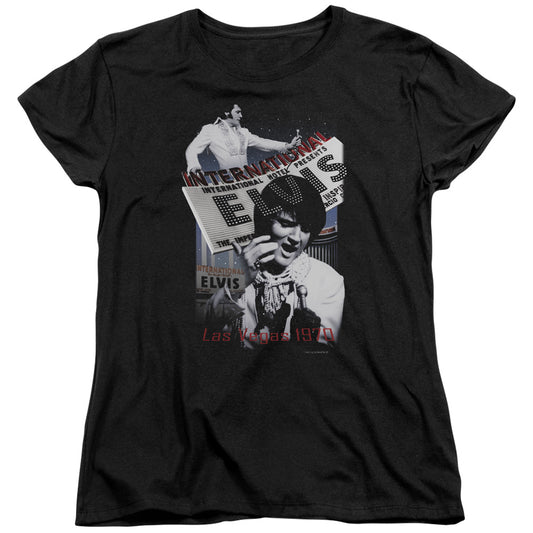 Elvis Presley - International Hotel - Short Sleeve Womens Tee - Black T-shirt