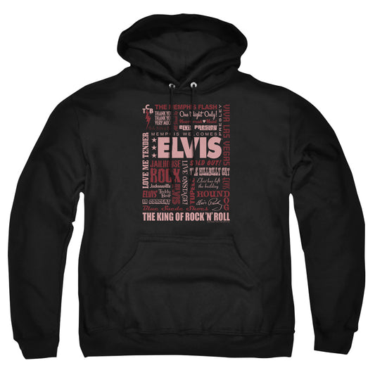 Elvis Presley - Whole Lotta Type - Adult Pull-over Hoodie - Black
