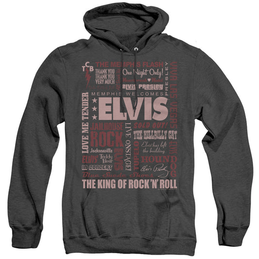 Elvis Presley - Whole Lotta Type - Adult Heather Hoodie - Black
