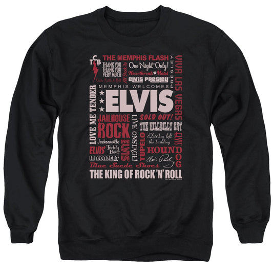 Elvis Presley - Whole Lotta Type - Adult Crewneck Sweatshirt - Black