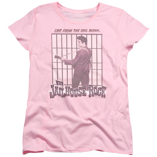 Elvis Presley - Cell Block Rock - Short Sleeve Women"s Tee - Pink T-shirt