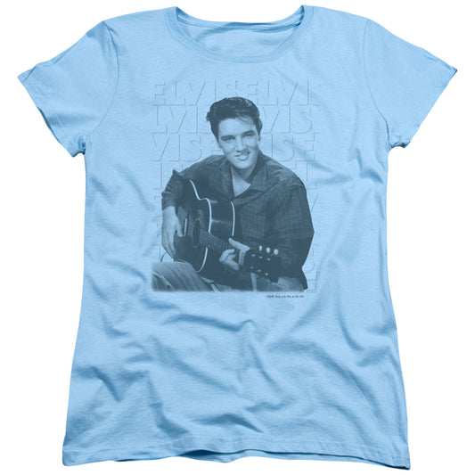 Elvis Presley - Repeat - Short Sleeve Womens Tee - Light Blue T-shirt