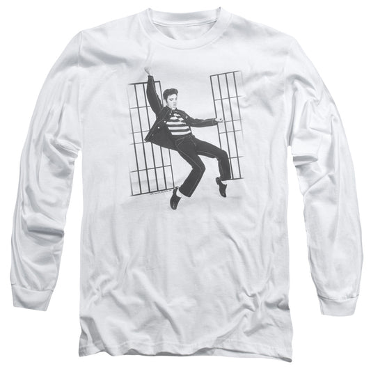 Elvis Presley - Jailhouse Rock - Long Sleeve Adult 18/1 - White T-shirt
