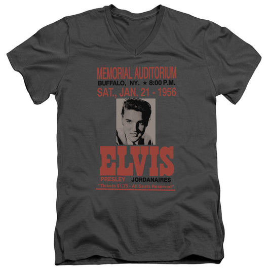 Elvis Presley - Buffalo 1956 - Short Sleeve Adult V-neck - Charcoal T-shirt