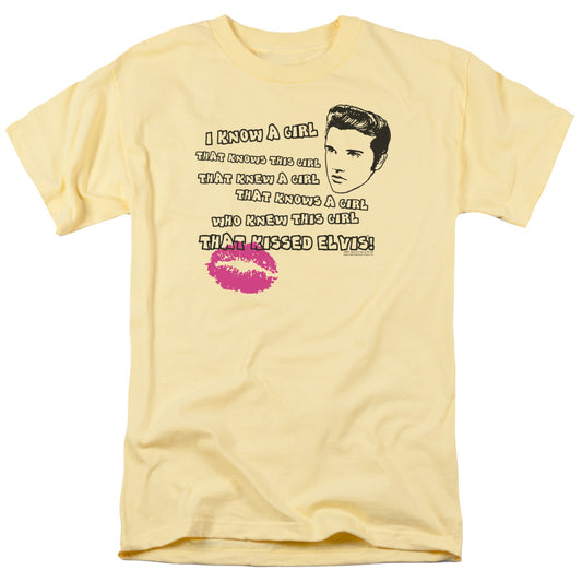 Elvis Presley - Kissed Elvis - Short Sleeve Adult 18/1 - Banana T-shirt