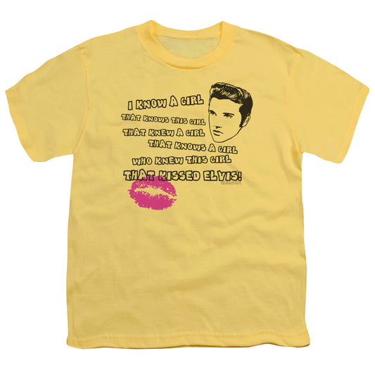 Elvis Presley - Kissed Elvis - Short Sleeve Youth 18/1 - Banana T-shirt