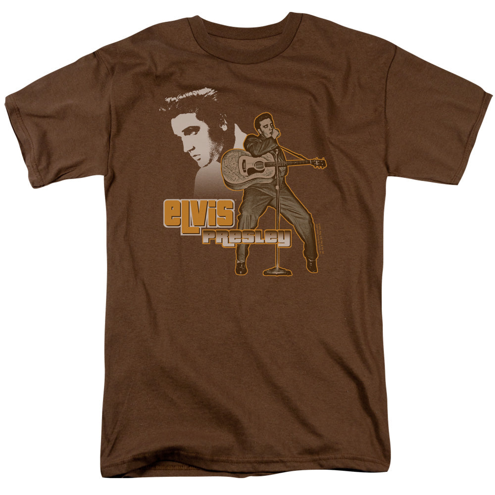 Elvis Presley - The Hillbilly Cat - Short Sleeve Adult 18/1 - Coffee T-shirt