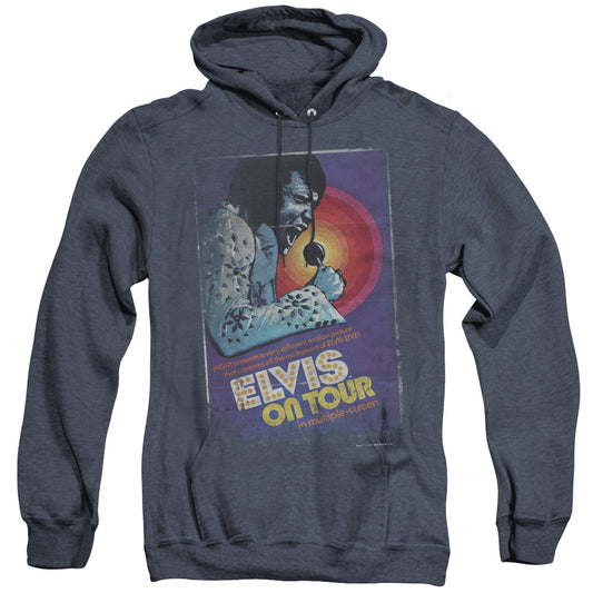 Elvis Presley - On Tour Poster - Adult Heather Hoodie - Navy