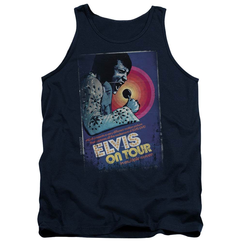 Elvis Presley On Tour Poster - Adult Tank - Navy