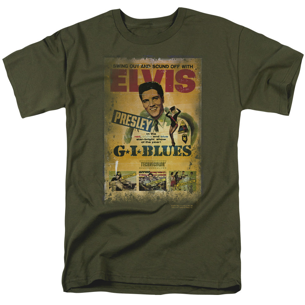 ELVIS PRESLEY GI BLUES POSTER - S/S ADULT 18/1 - MILITARY GREEN T-Shirt