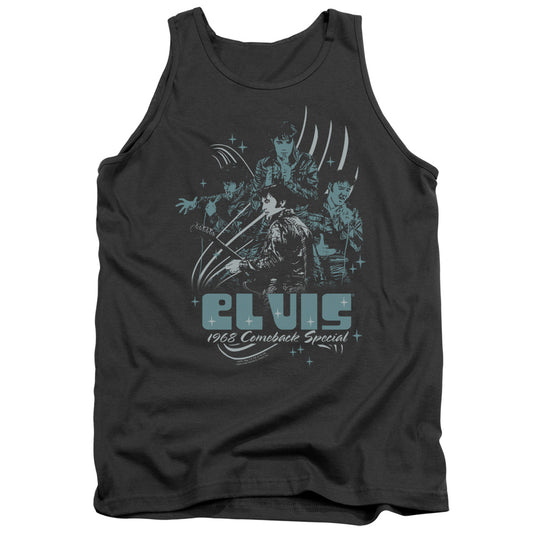 Elvis Presley - 68 Leather - Adult Tank - Charcoal