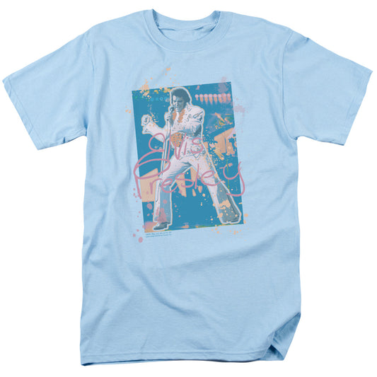 Elvis Presley - Splatter Hawaii - Short Sleeve Adult 18/1 - Carolina Blue T-shirt
