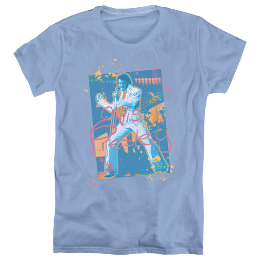 Elvis Presley - Splatter Hawaii - Short Sleeve Womens Tee - Carolina Blue T-shirt
