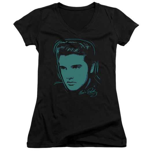 Elvis Presley - Young Dots - Junior V-neck - Black