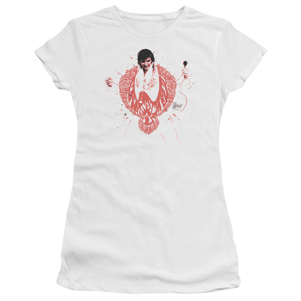 Elvis Presley - Red Pheonix - Short Sleeve Junior Sheer - White T-shirt