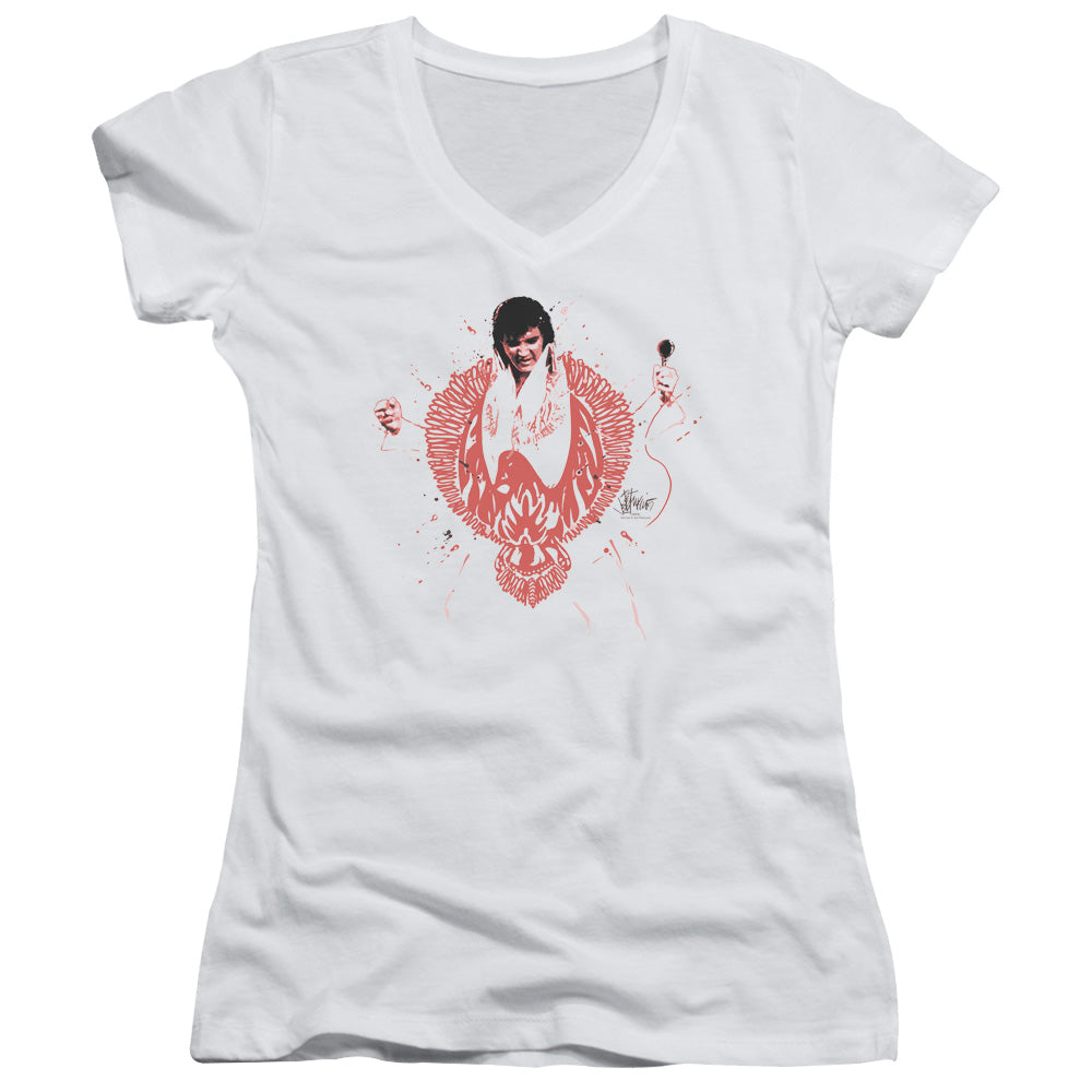 Elvis Presley - Red Pheonix - Junior V-neck - White
