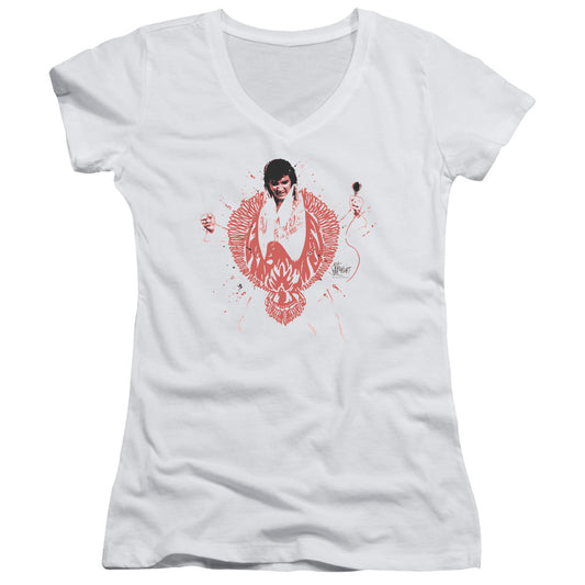 Elvis Presley - Red Pheonix - Junior V-neck - White