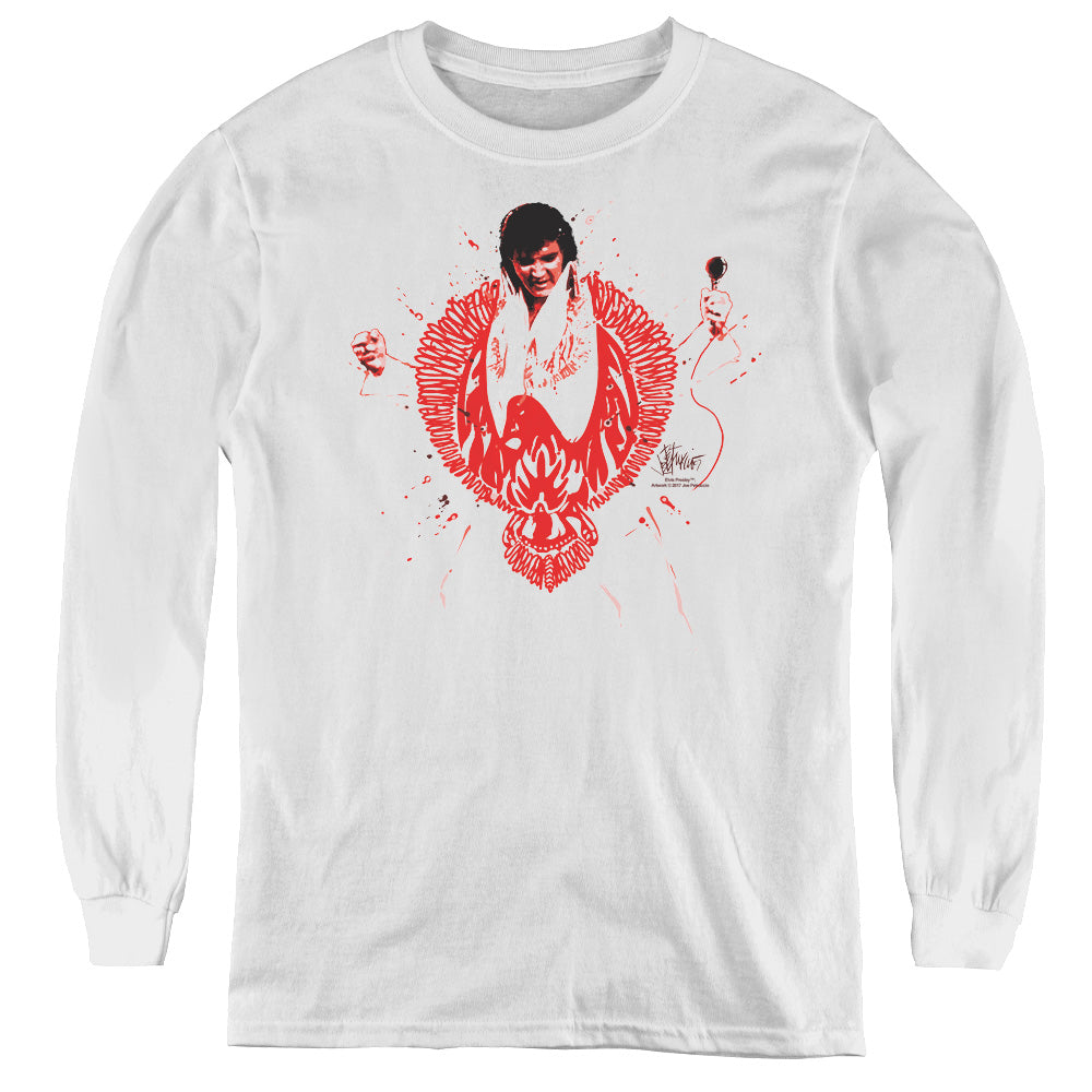 Elvis Presley - Red Pheonix - Youth Long Sleeve Tee - White