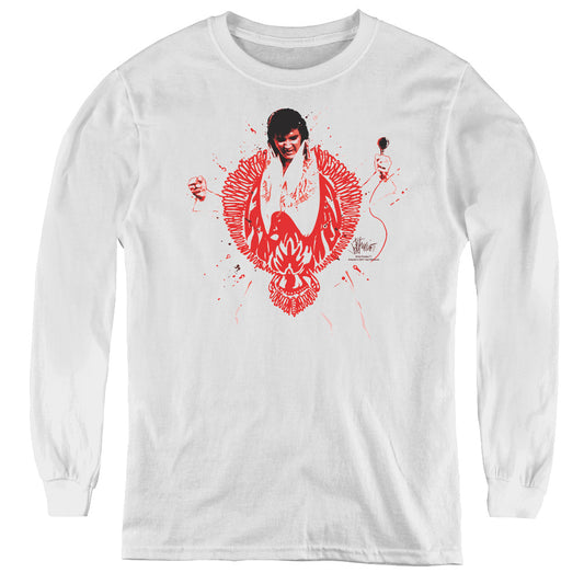 Elvis Presley - Red Pheonix - Youth Long Sleeve Tee - White