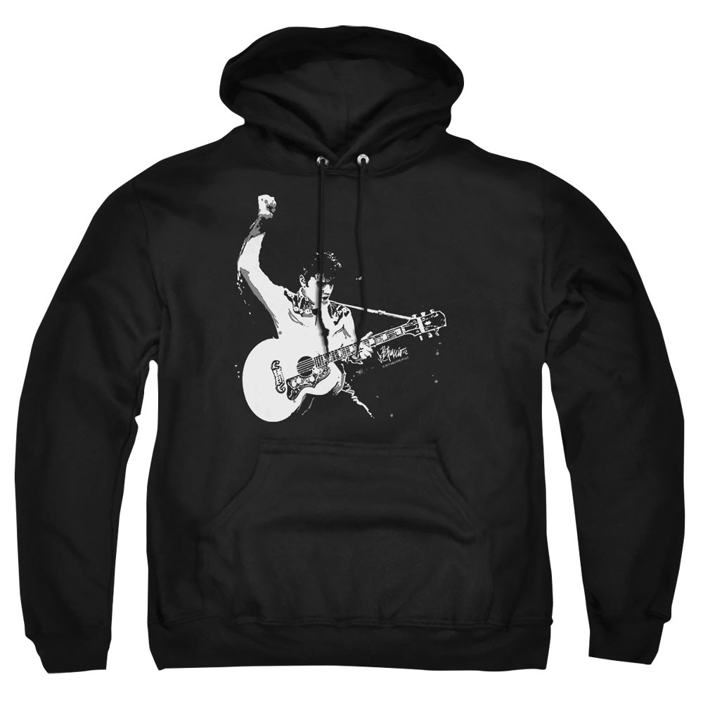 Elvis Presley - Black And White Guitarman - Adult Pull-over Hoodie - Black