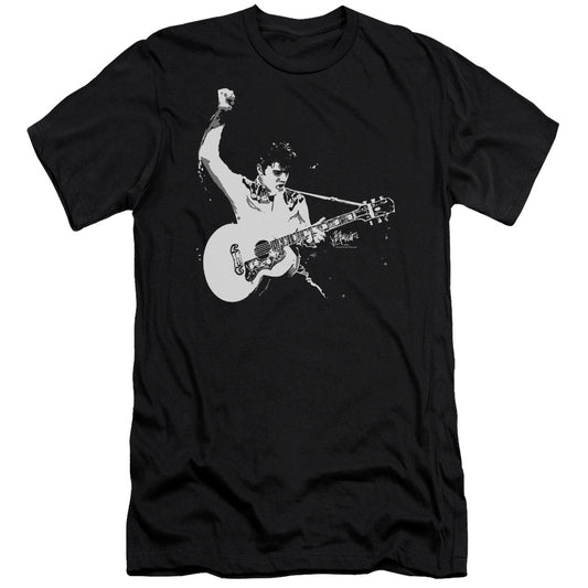 Elvis Presley - Black And White Guitarman - Short Sleeve Adult 30/1 - Black T-shirt