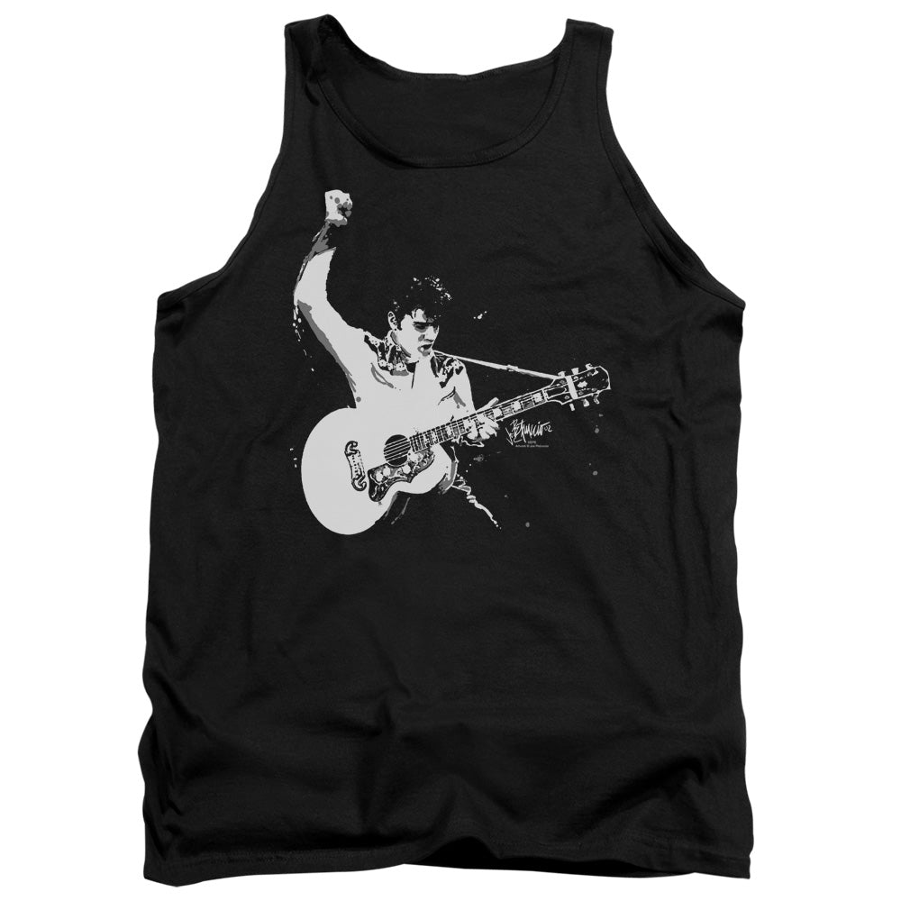 Elvis Presley - Black And White Guitarman - Adult Tank - Black