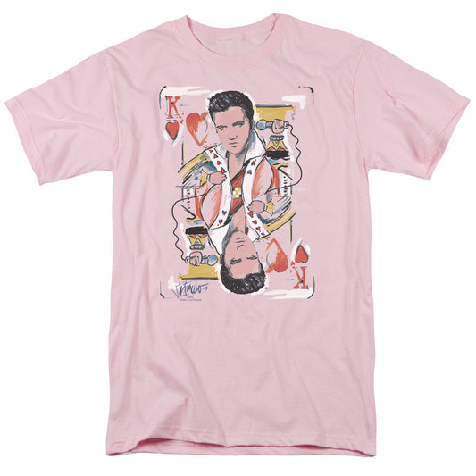 Elvis Presley - King Of Hearts - Short Sleeve Adult 18/1 - Pink T-shirt