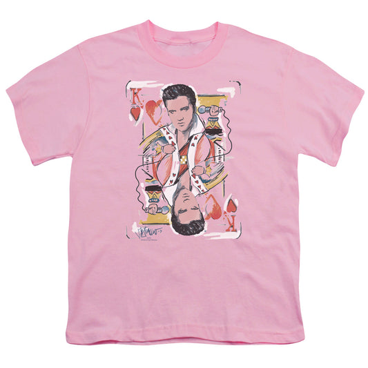 Elvis Presley - King Of Hearts - Short Sleeve Youth 18/1 - Pink T-shirt