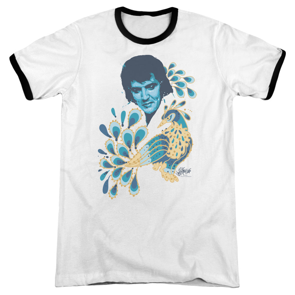 Elvis Presley - Peacock - Adult Ringer - White/black