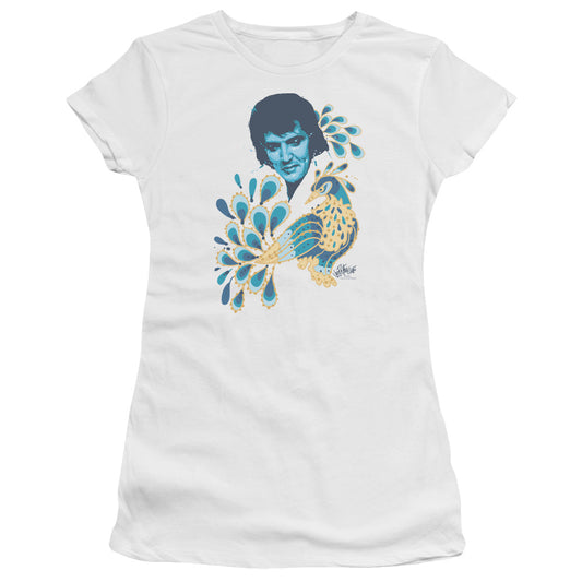 Elvis Presley - Peacock - Short Sleeve Junior Sheer - White T-shirt