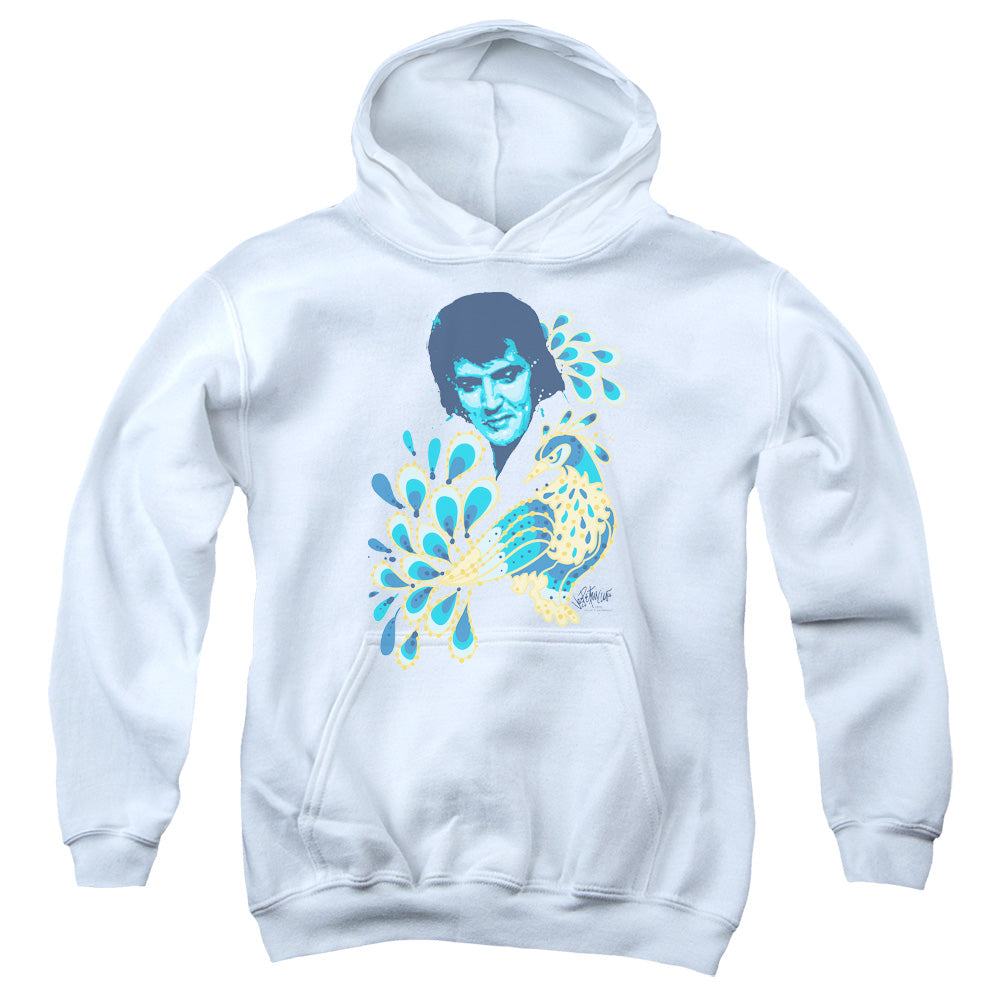 Elvis Presley Peacock-youth Pull-over Hoodie - White