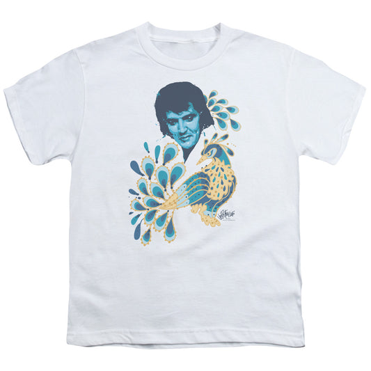 Elvis Presley - Peacock - Short Sleeve Youth 18/1 - White T-shirt