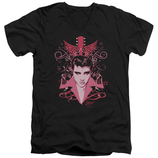 Elvis Presley - Lets Face It - Short Sleeve Adult V-neck - Black T-shirt