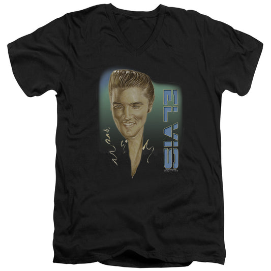 Elvis Presley - Elvis 56 - Short Sleeve Adult V-neck - Black T-shirt