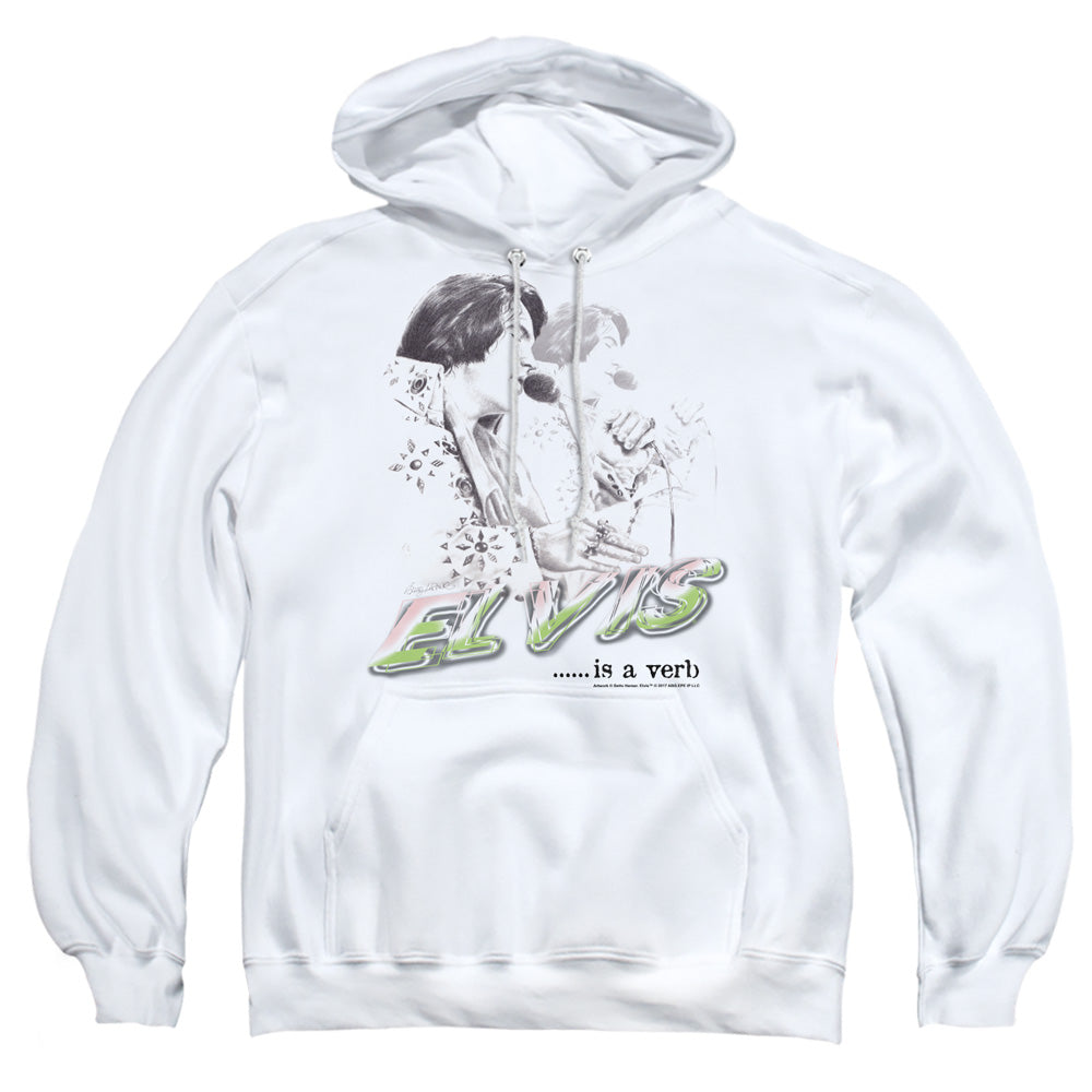 Elvis Presley - Elvis Is A Verb - Adult Pull-over Hoodie - White