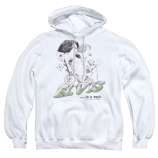 Elvis Presley - Elvis Is A Verb - Adult Pull-over Hoodie - White