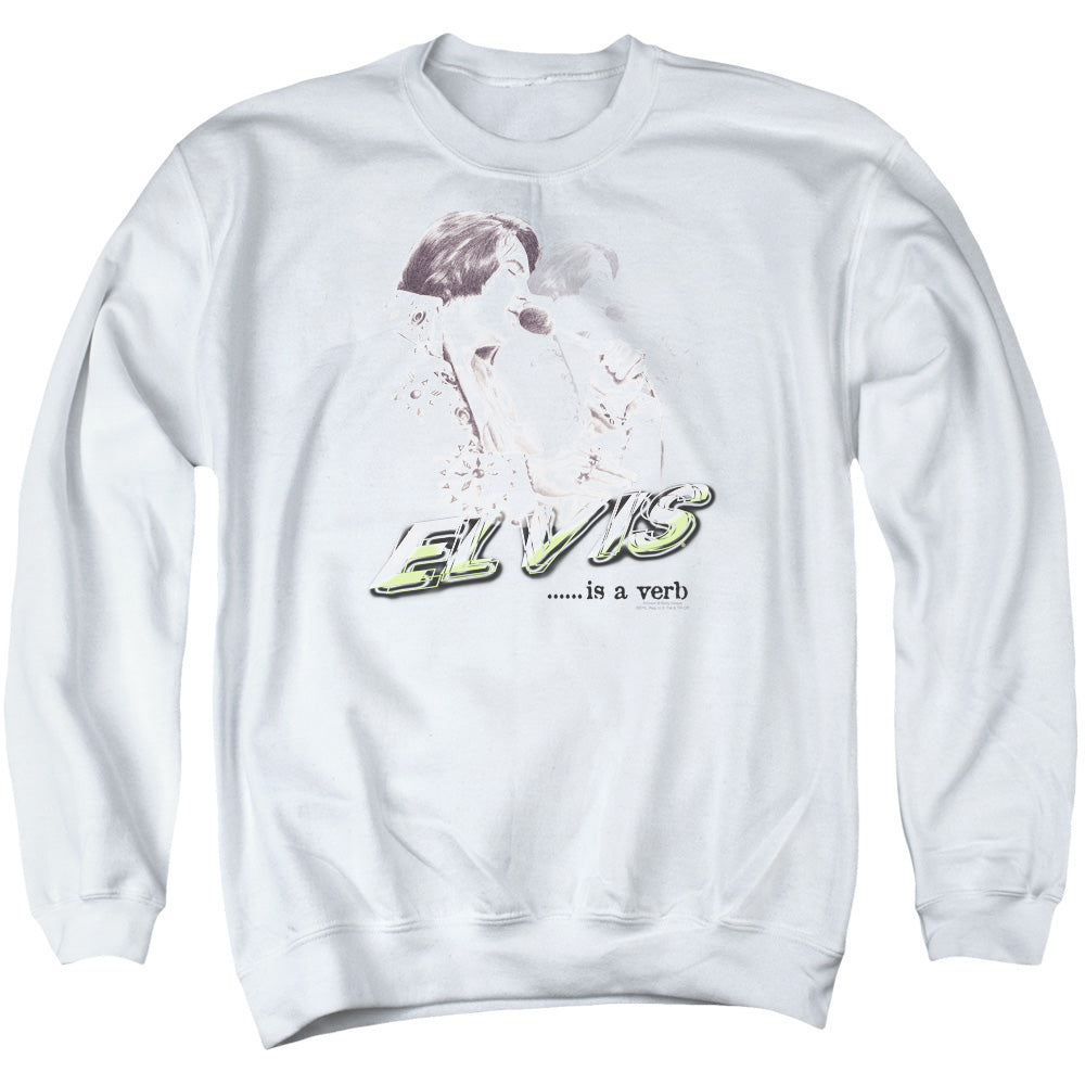 Elvis Presley - Elvis Is A Verb - Adult Crewneck Sweatshirt - White