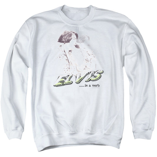 Elvis Presley - Elvis Is A Verb - Adult Crewneck Sweatshirt - White