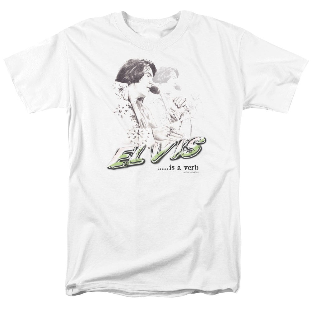 Elvis Presley - Elvis Is A Verb - Short Sleeve Adult 18/1 - White T-shirt