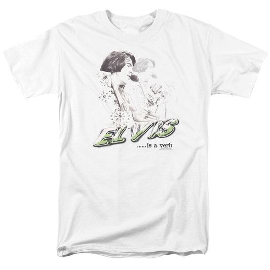 Elvis Presley - Elvis Is A Verb - Short Sleeve Adult 18/1 - White T-shirt