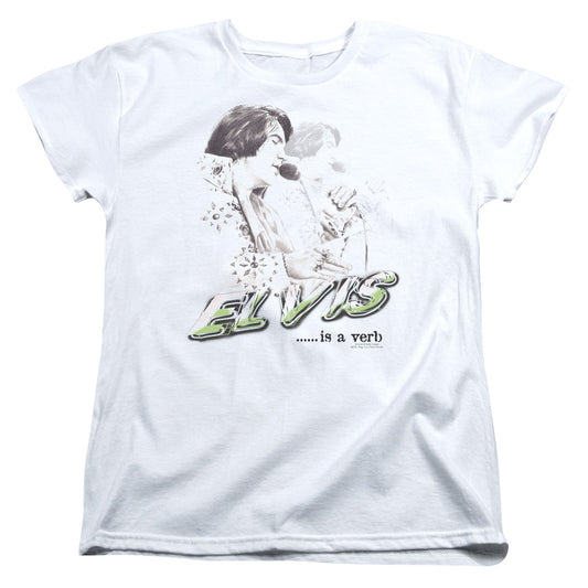 ELVIS PRESLEY ELVIS IS A VERB - S/S WOMENS TEE - WHITE T-Shirt