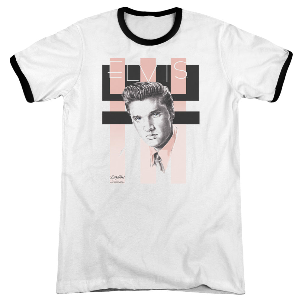 Elvis Presley - Retro - Adult Ringer - White/black