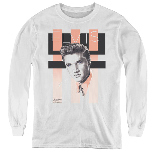 Elvis Presley - Retro - Youth Long Sleeve Tee - White