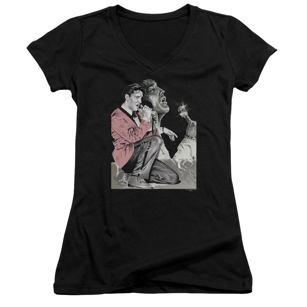 Elvis Presley - Rock N Roll Smoke - Junior V-neck - Black