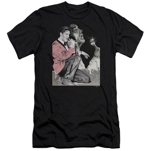 Elvis Presley - Rock N Roll Smoke-premuim Canvas Adult Slim Fit 30/1 - Black
